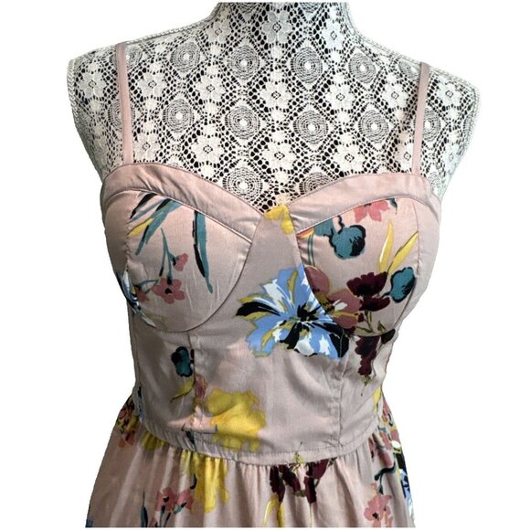 band of The Free Maxi Dress Bustier Smocked Back Mauve Blush pink Size M fairy - Picture 8 of 13